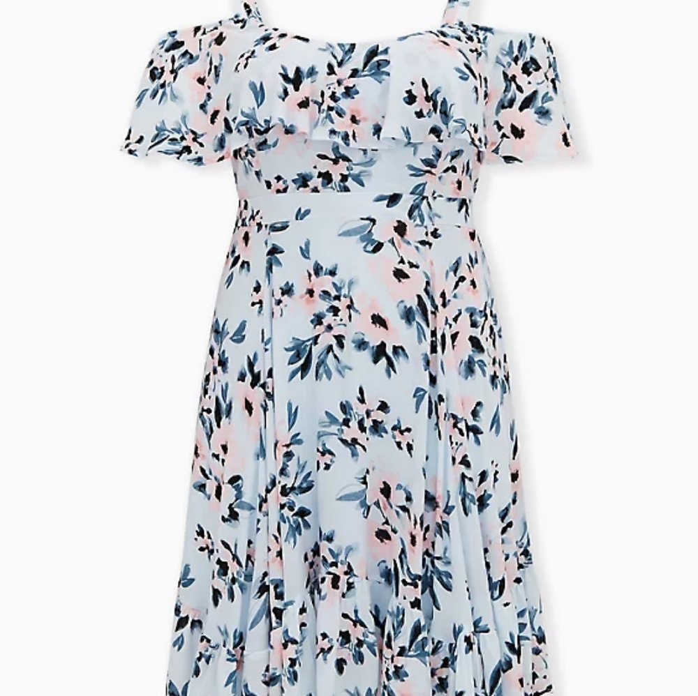 TORRID floral cold shoulder mid dress